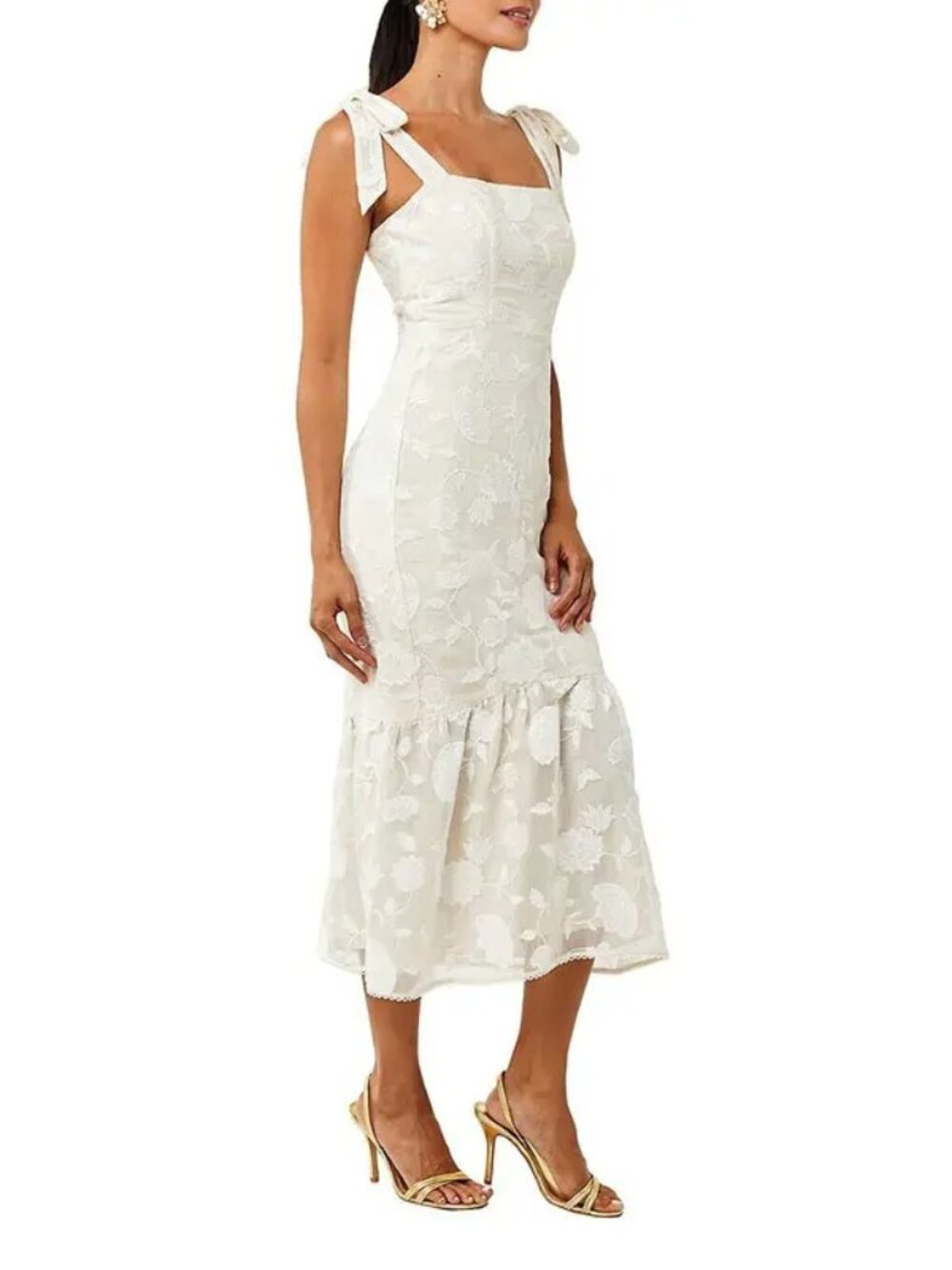 Mestiza - Sleveless Floral Midi Dress in Ivory - NWT - Size 4
